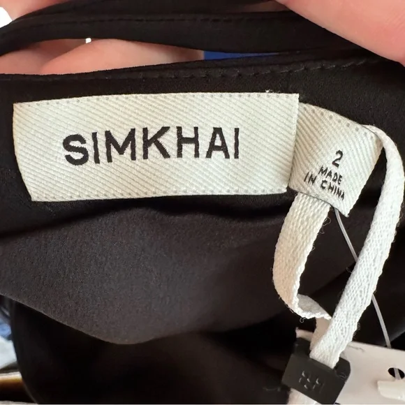 NWT•Simkhai•Hansel Ruched Satin Halterneck Gown•Black•Sz 2 - Picture 9 of 10